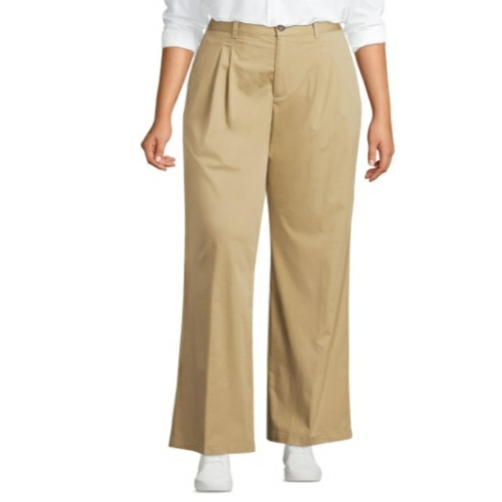 NEW Land's End High-rise Crisp Poplin Chino Wide Leg Pants Women's Size 22W